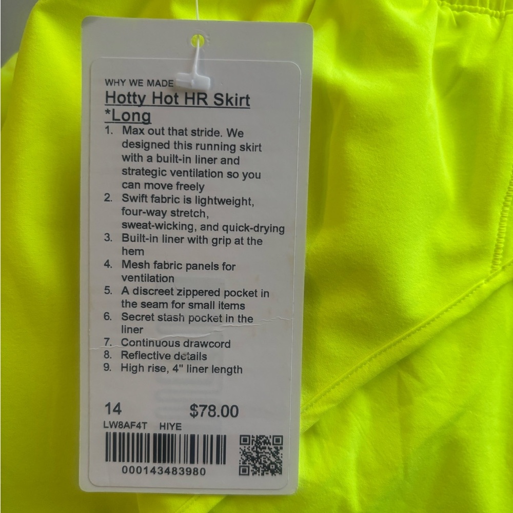 Lululemon Hotty Hot HR Skirt in Neon Yellow